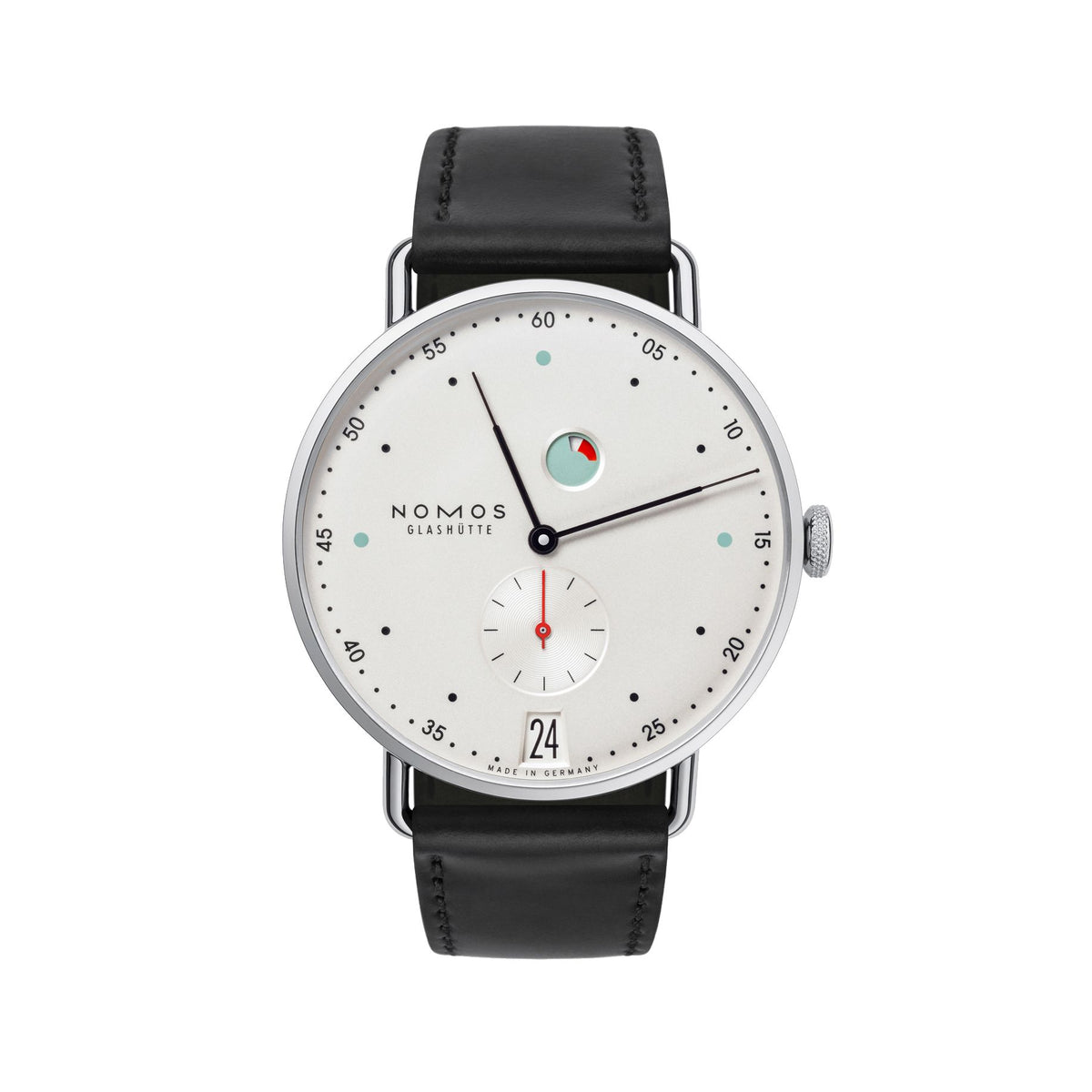 Nomos Metro Datum Gangreserve Glasboden – Ansicht 1