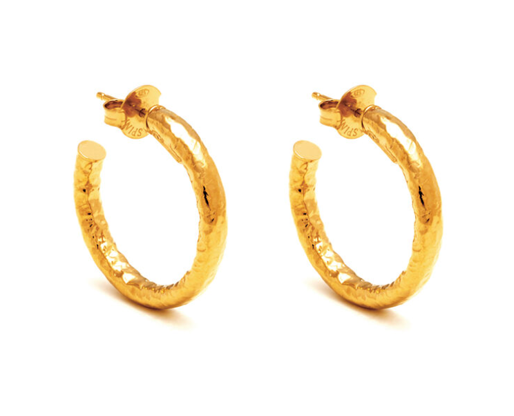 Gold Plated Moon Rock Small Earrings