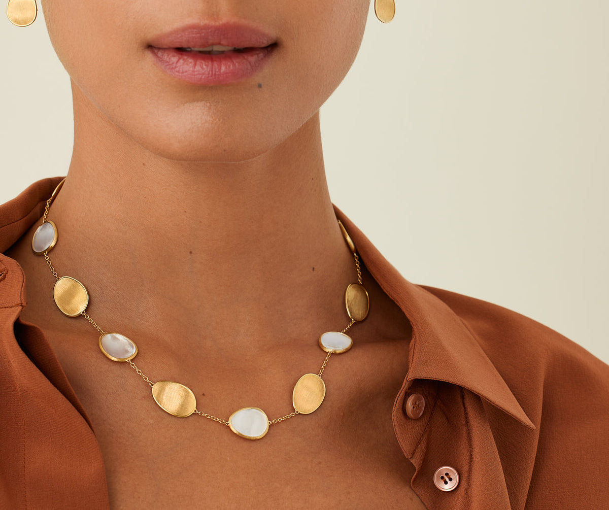 Marco Bicego Lunaria Color Halskette, 18 Karat Gelbgold — Detailansicht 2