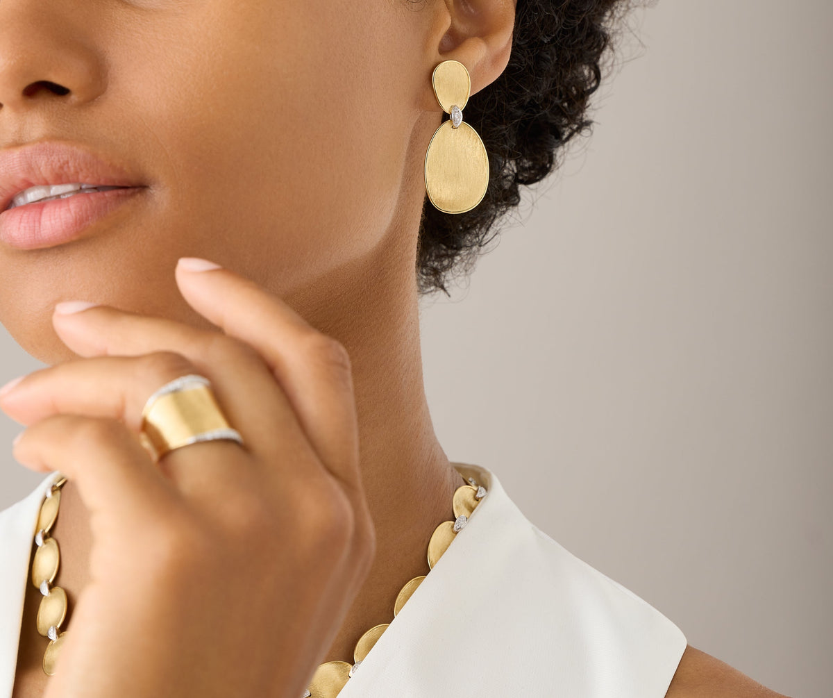 Marco Bicego Lunaria Diamonds Ohrringe, 18 Karat Gelbgold — Detailansicht 2