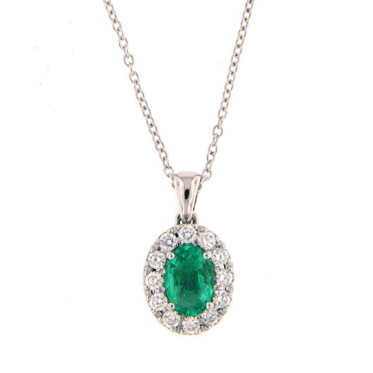 Alberti Kette, 750/-WG, Smaragd 0,48ct, Brill. 0,20ct, Anl.57