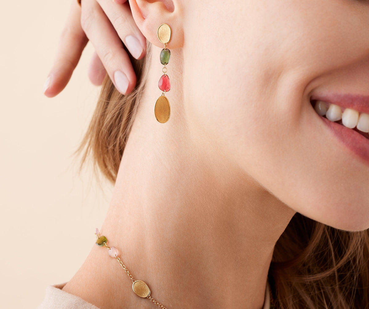 Marco Bicego Lunaria Color Ohrringe, 18 Karat Gelbgold — Detailansicht 2