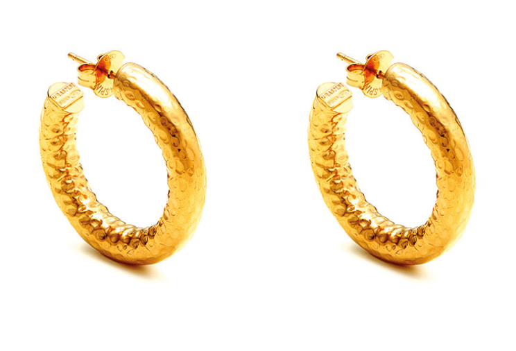 Gold Plated Rock SMall Earrings