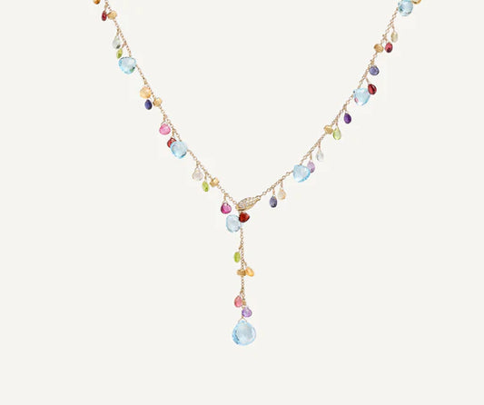 Halskette aus 18kt Gelbgold mit Mischsteinen und Diamanten Größe EU_44