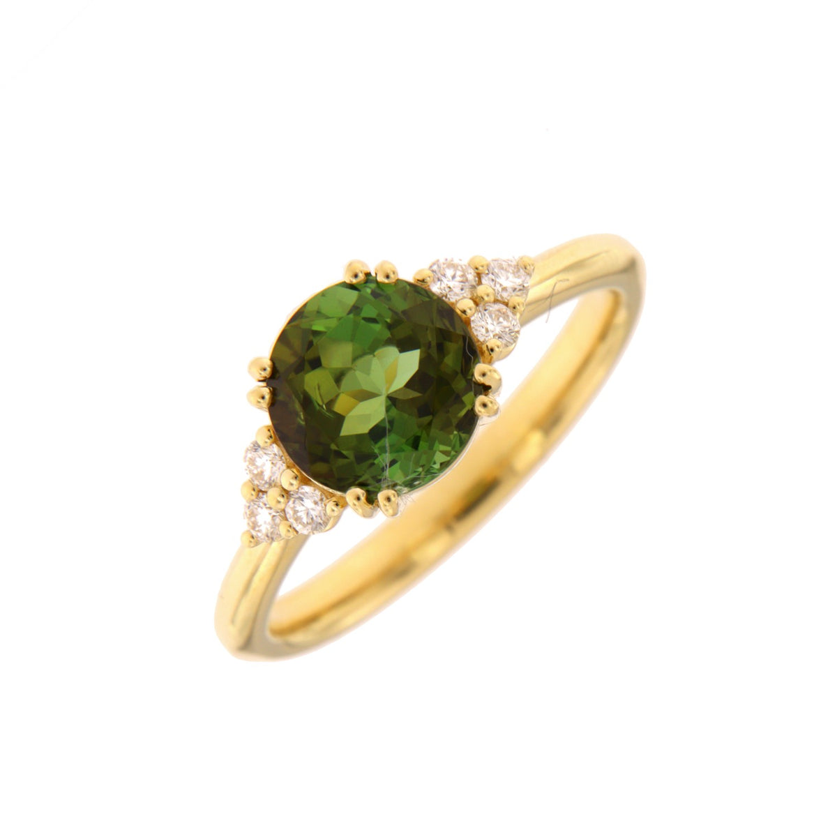 Alberti Ring GG 750/-, grüner Turmalin, Diam. 0,16 ct