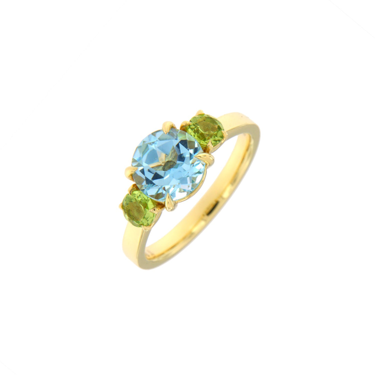 Alberti Ring GG 750/-, Peridot, Sky Blue,