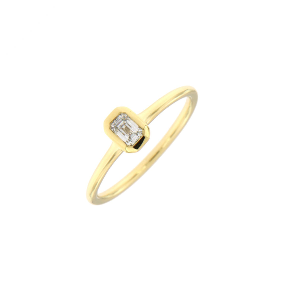 Alberti Solitaire Ring Emerald Schliff, 750/-GG, Brill. 0,2ct