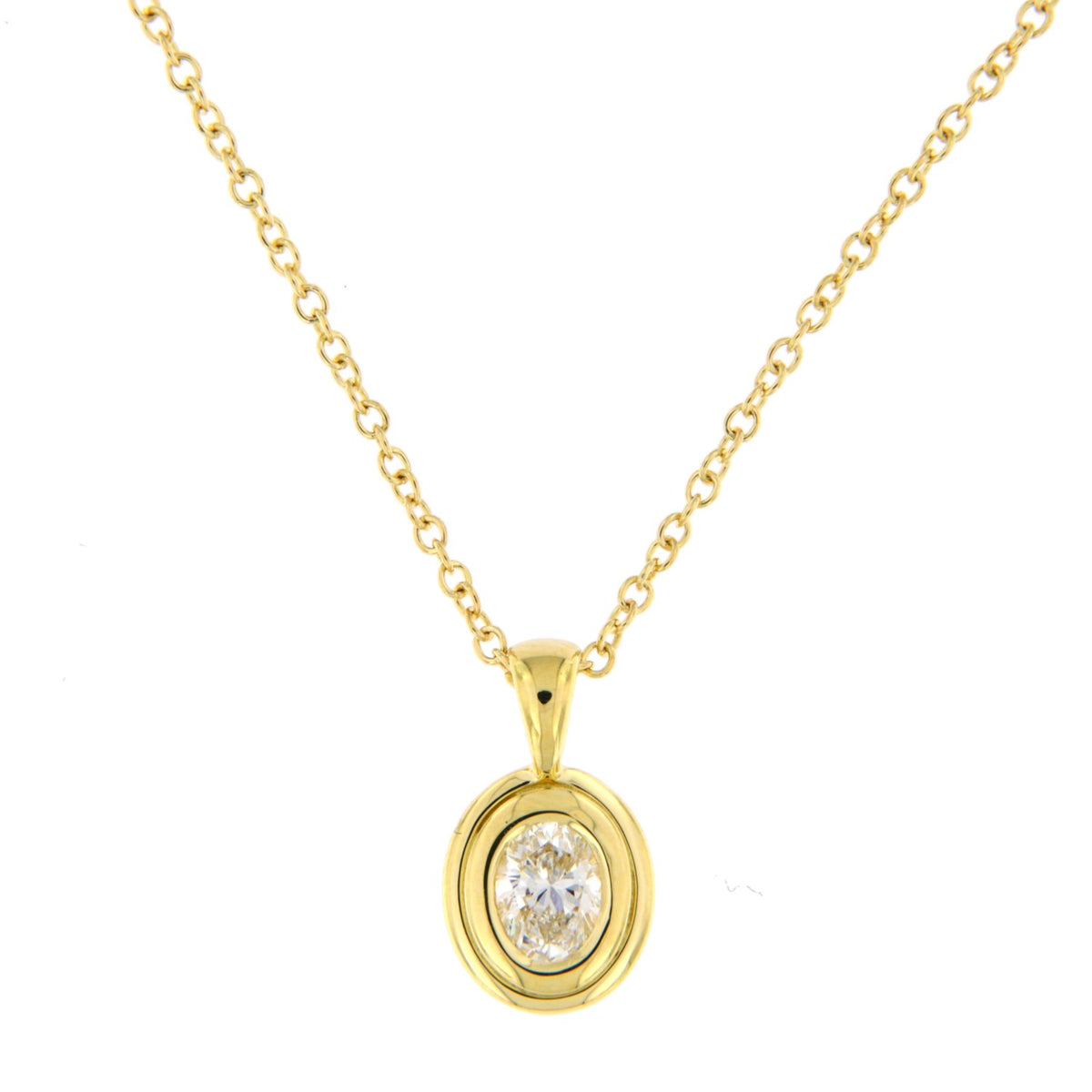 Alberti Kette 750/-GG, Anhänger oval Diam.