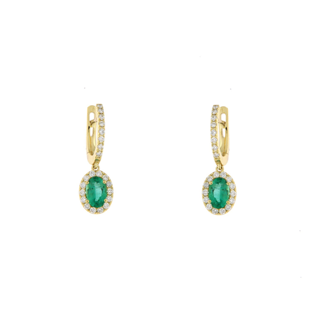 Alberti Creolen 750/-GG, Smaragd 0,88, Brill. 0,45ct