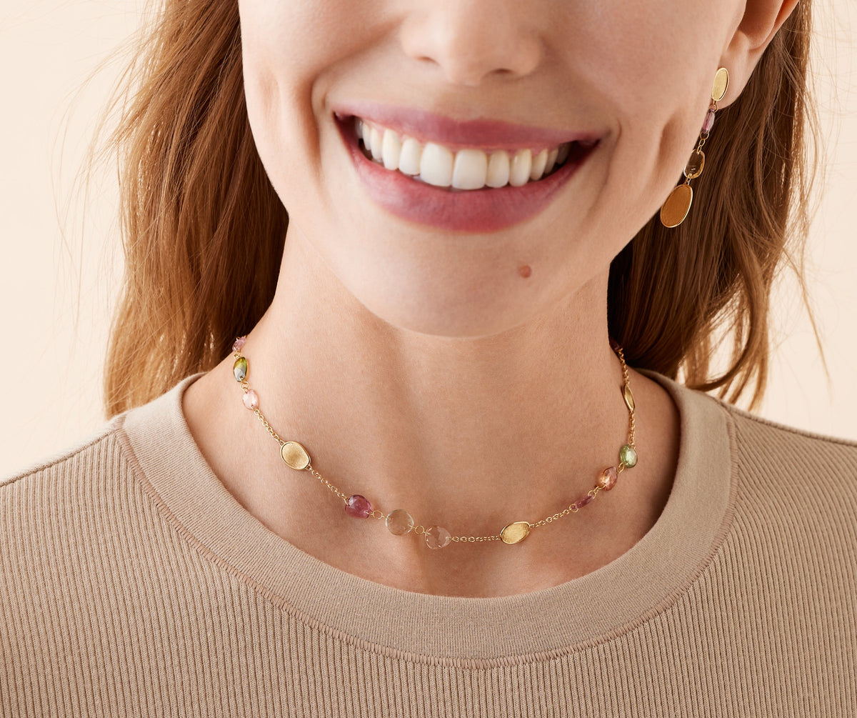 Marco Bicego Lunaria Color Halskette, 18 Karat Gelbgold — Detailansicht 2